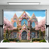 Aperturee - Pink Fairy House Sakura Tree Eggs Easter Backdrop